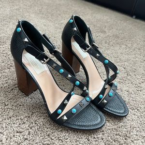 valentino garavani black and turquoise rock studs